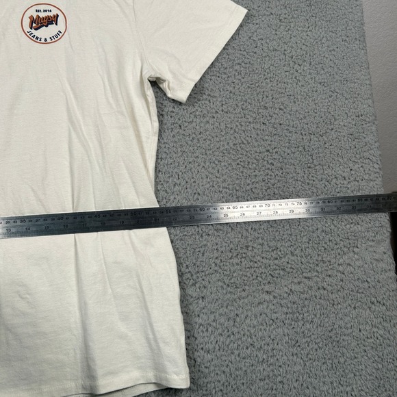 Mugsy Jeans Mens T Shirt XL Cream Graphic Print Short Sleeve Cotton Casual Tee - Picture 7 of 8